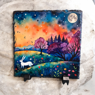 COLOURFUL HARE AND MOON SLATE