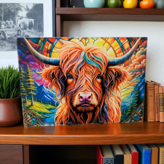 HIGHLAND COW GLASS CHOPPING BOARD DESIGN 2