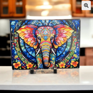 MANDALA ELEPHANT GLASS CHOPPING BOARD