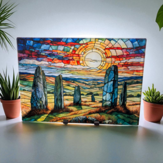 SUNSET AT THE STONES 2 GLASS CHOPPING BOARD