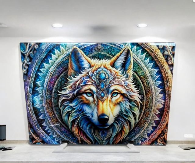 MYSTICAL WOLF GLASS CHOPPING BOARD